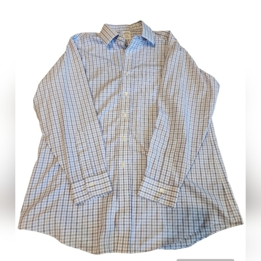 Brooks Brothers regent blue plaid long sleeve button down‎